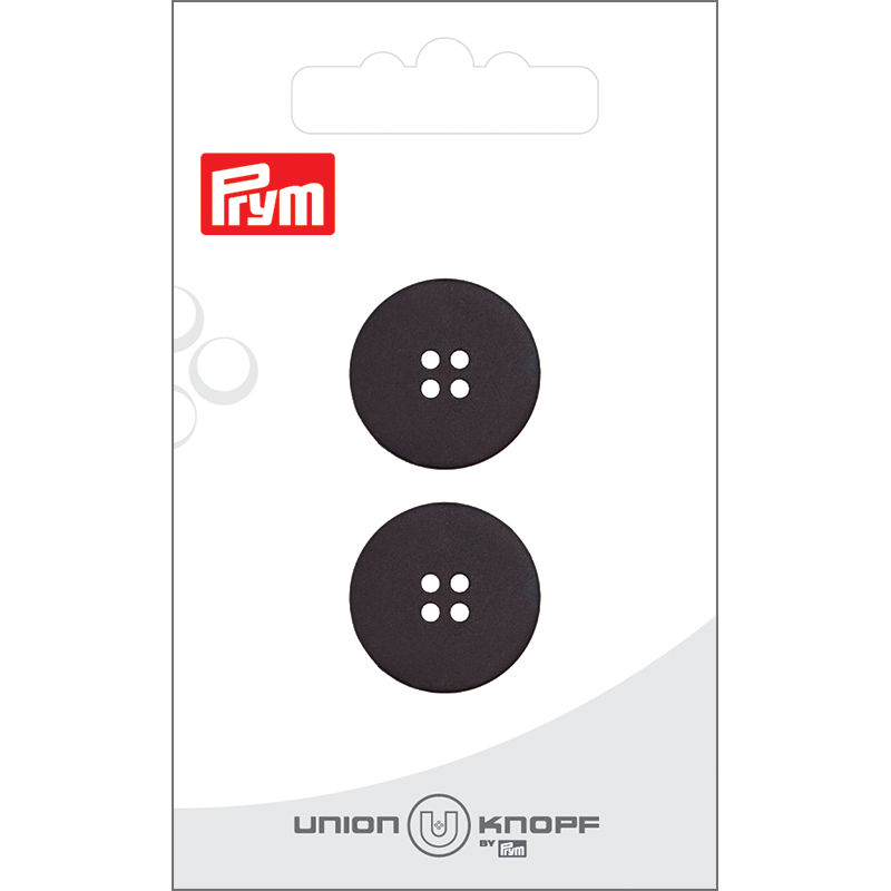 Prym Union Knopf Poly-Button 4 Hole 20mm Black - Pack of 2