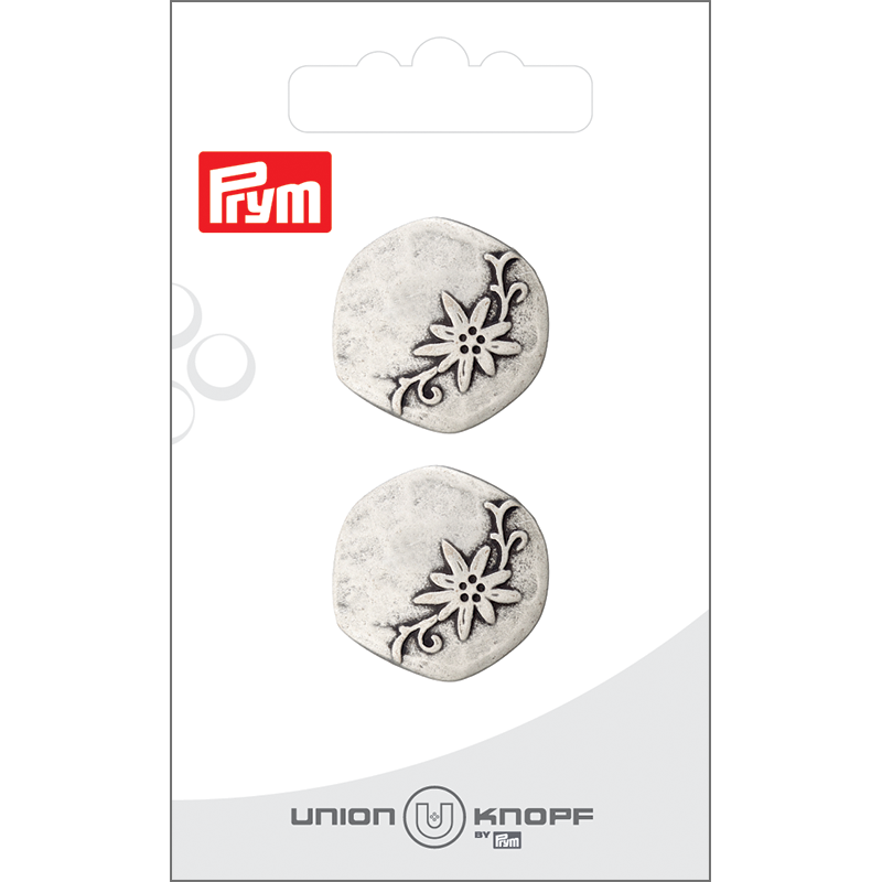 Prym Union Knopf Metal Button Shank 23mm Antique Silver - Pack of 2