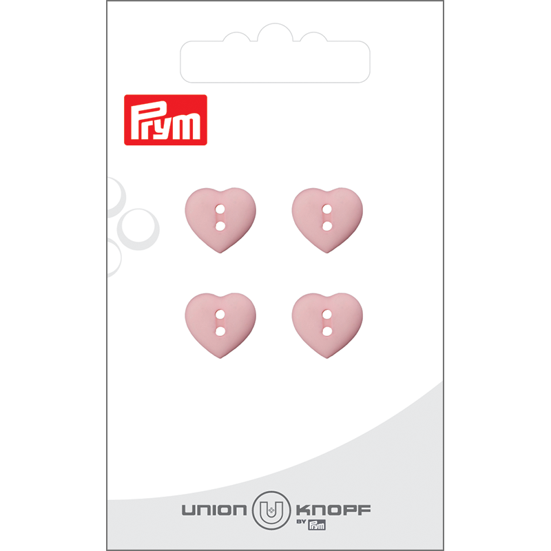 Prym Union Knopf Poly-Button 2 Hole Heart 12mm Rose - Pack of 4