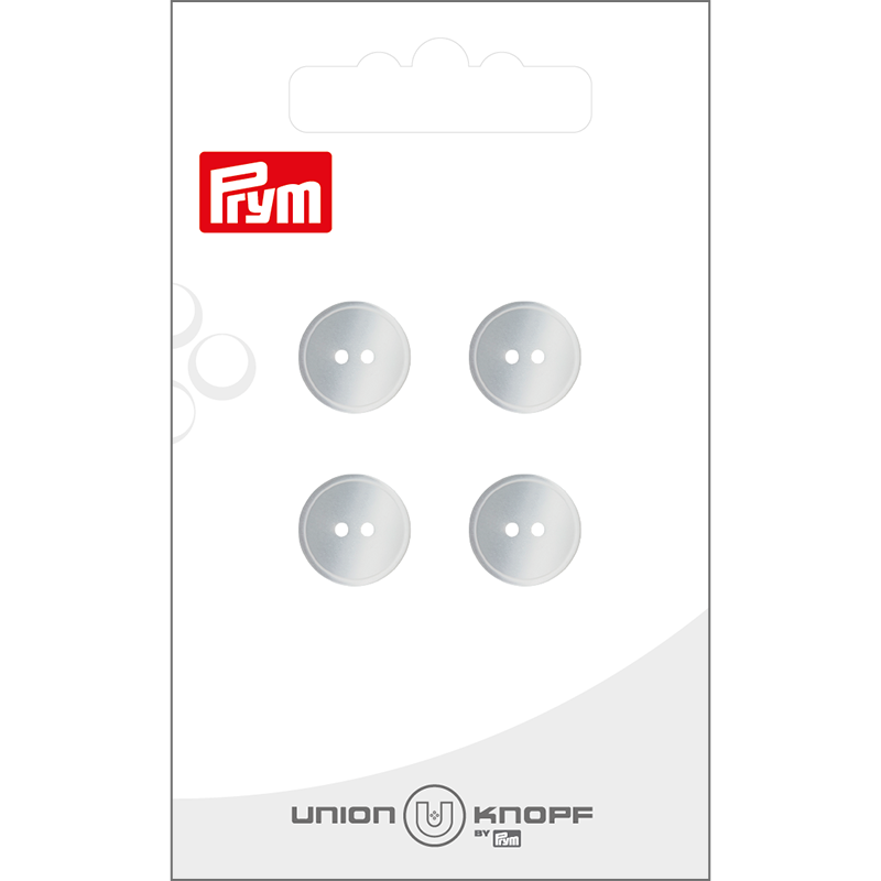 Prym Union Knopf Poly-Button 2 Hole 12mm White - Pack of 4