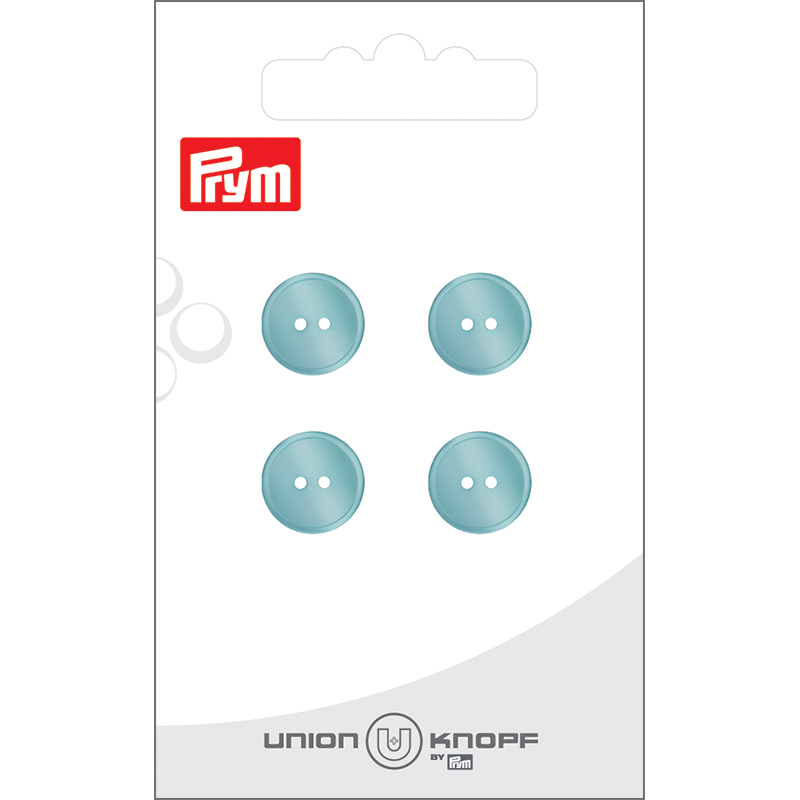 Prym Union Knopf Poly-Button 2 Hole 12mm L-Turquoise - Pack of 4