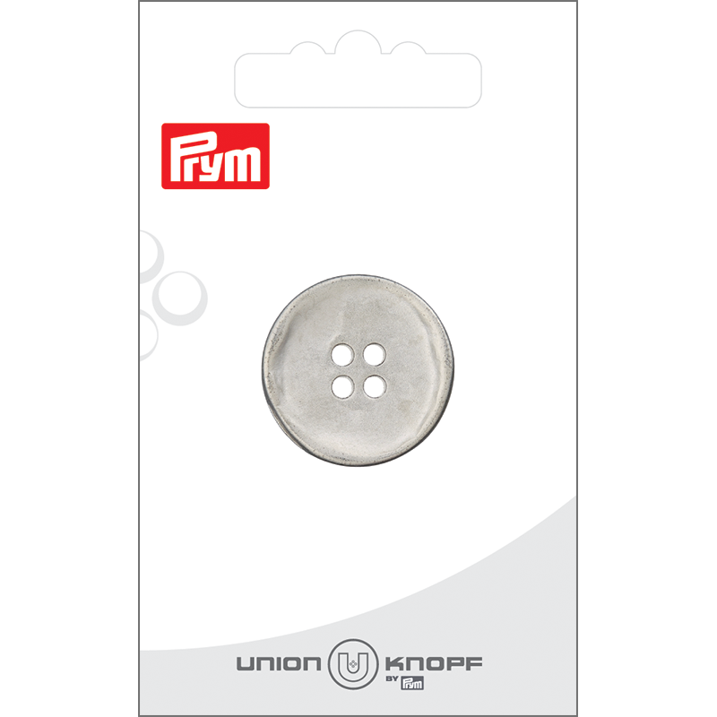 Prym Union Knopf Metal Button Shank 25mm Silver Matt - Pack of 1