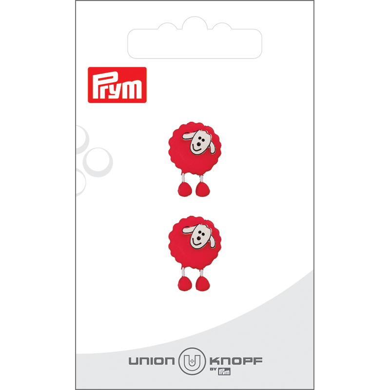 Prym Union Knopf Poly-Button Shank Sheep 18mm Red - Pack of 2