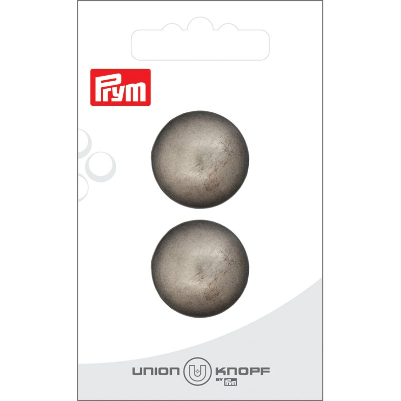 Prym Union Knopf Metal Button Shank 23mm Antique Silver - Pack of 2