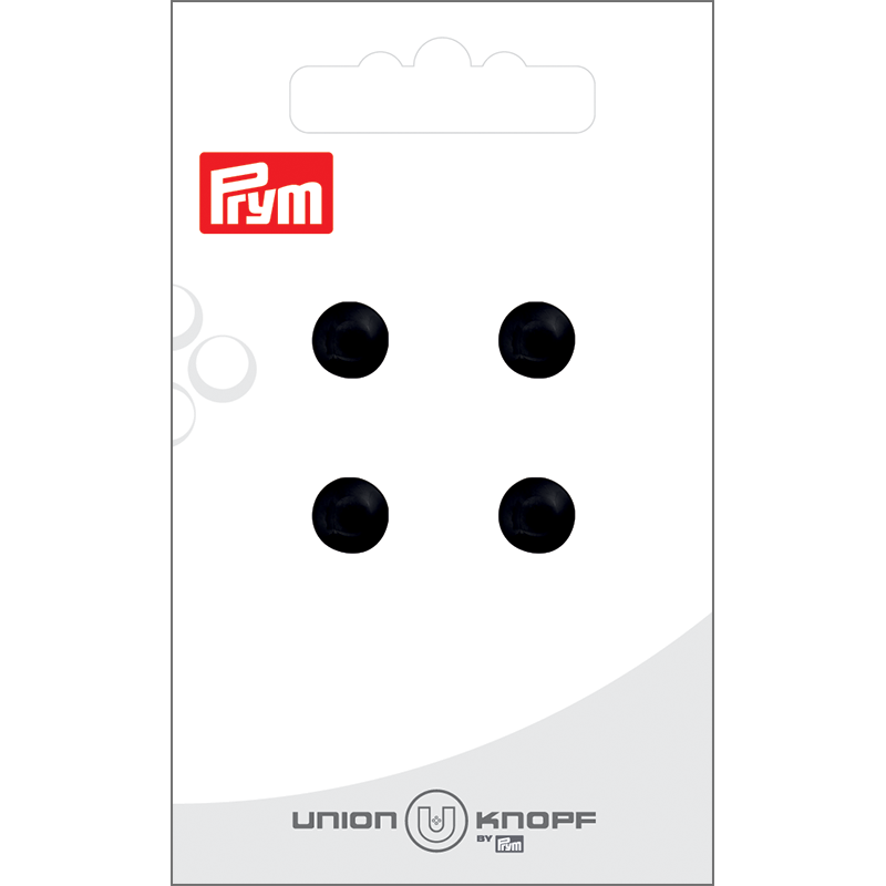 Prym Union Knopf Glass Button 2 Hole 8mm Black - Pack of 4