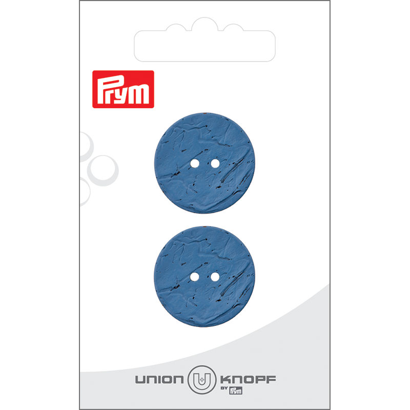 Prym Union Knopf Coconut Button 2 Hole 23mm Blue - Pack of 2
