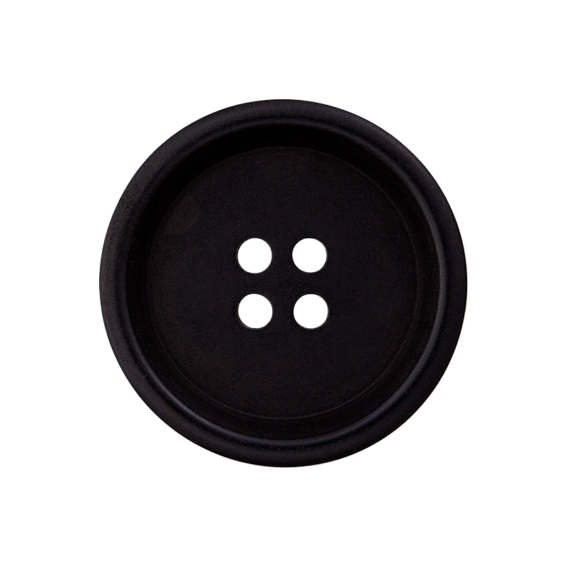 Prym Union Knopf Corozo Button 4 Hole 15mm Black - Pack of 4