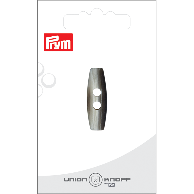 Prym Union Knopf Poly-Toggle 2 Hole 30mm Medium Grey - Pack of 1