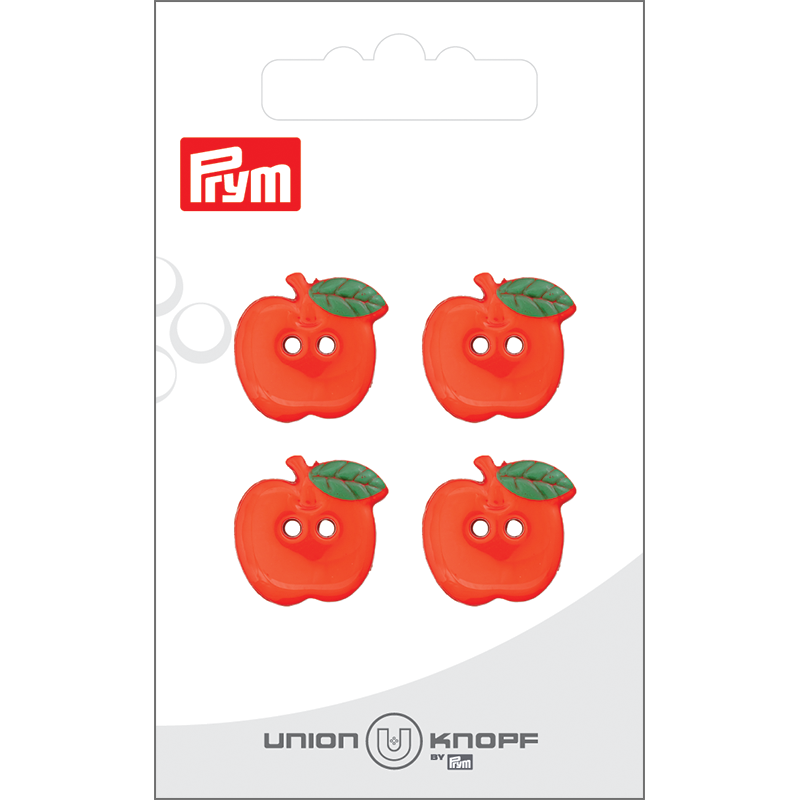 Prym Union Knopf Poly-Button 2 Hole Apple 18mm Red - Pack of 4