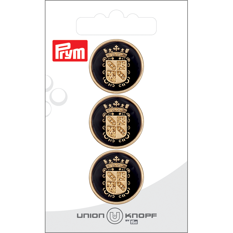 Prym Union Knopf Hemp/Poly Button Rec. 2 Hole 22mm Black - Pack of 3