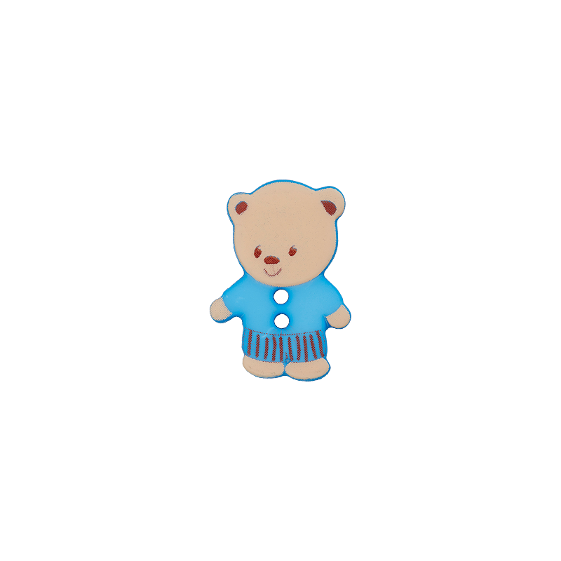 Prym Union Knopf Poly-Button 2 Hole Bear 15mm Blue - Pack of 2