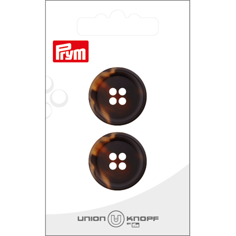 Prym Union Knopf Poly-Button 4 Hole 23mm Dark Brown - Pack of 2
