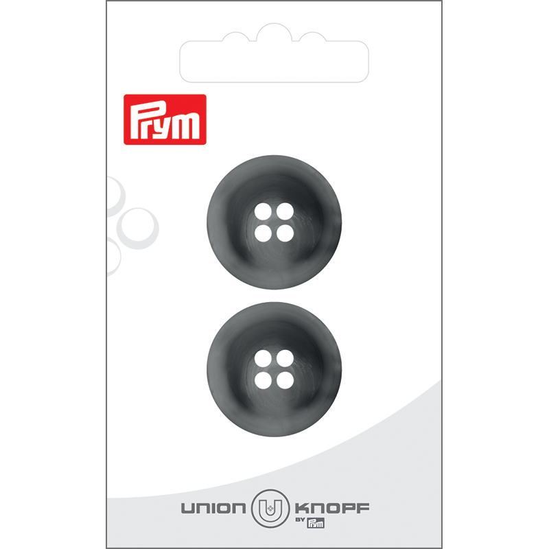 Prym Union Knopf Poly-Button 4 Hole 23mm Medium Grey - Pack of 2