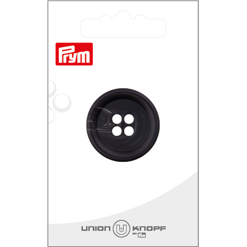 Prym Union Knopf Poly-Button 4 Hole 28mm Black - Pack of 1