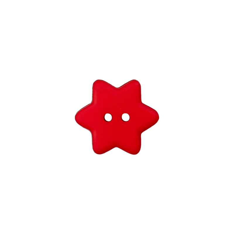 Prym Union Knopf Poly-Button 2 Hole Star 15mm Red - Pack of 4