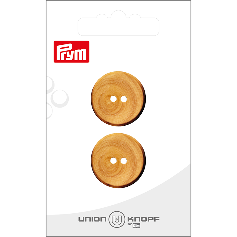 Prym Union Knopf Wood Button 2 Hole 22mm Beige - Pack of 2