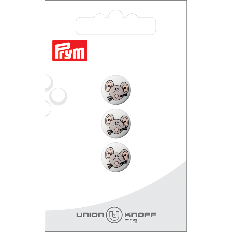 Prym Union Knopf Poly-Button Shank Mouse 12mm White - Pack of 3