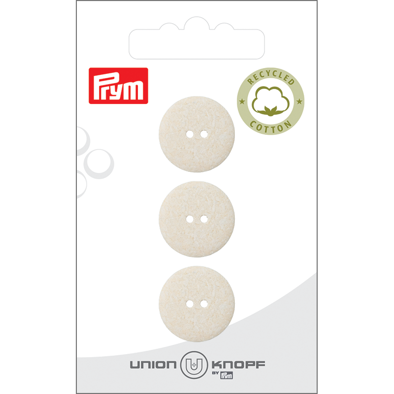 Prym Union Knopf Cott./Poly-Button Rec. 2L 18mm Cream - Pack of 3