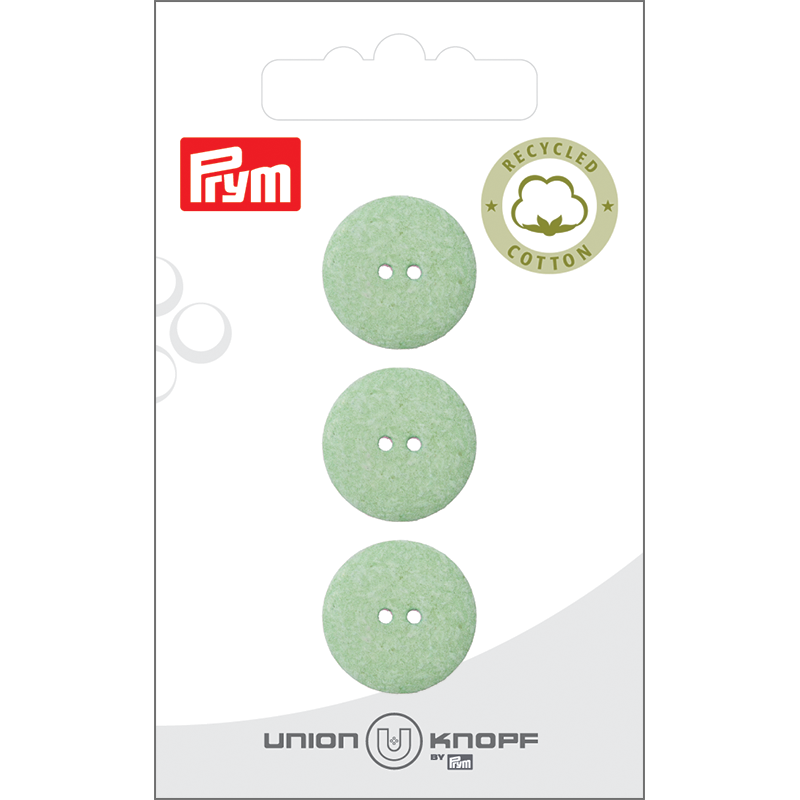 Prym Union Knopf Cott./Poly-Button Rec. 2L 18mm L-Green - Pack of 3