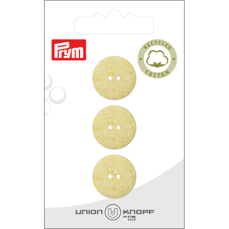 Prym Union Knopf Cott./Poly-Button Rec. 2L 18mm Yellow - Pack of 3