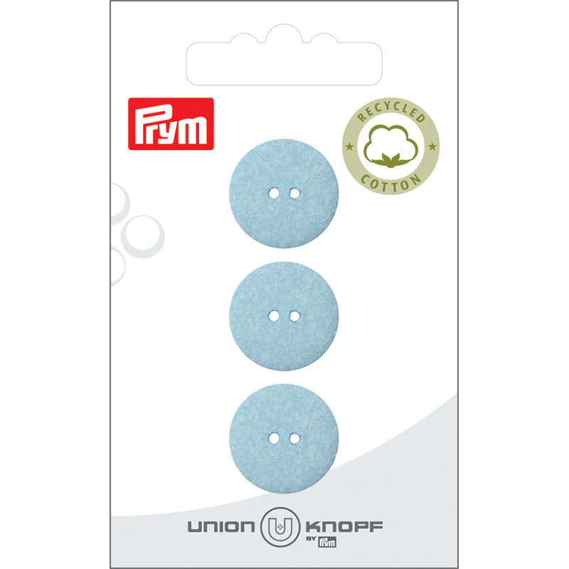 Prym Union Knopf Cott./Poly-Button Rec. 2L 18mm L-Blue - Pack of 3