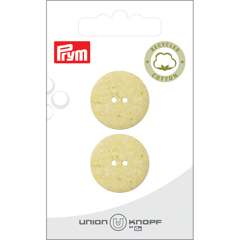 Prym Union Knopf Cott./Poly-Button Rec. 2L 23mm Yellow - Pack of 2