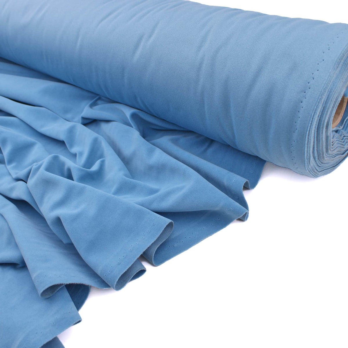 Upholstery Furnishing Fabric - Chenille Feel Velvet Suede Blue