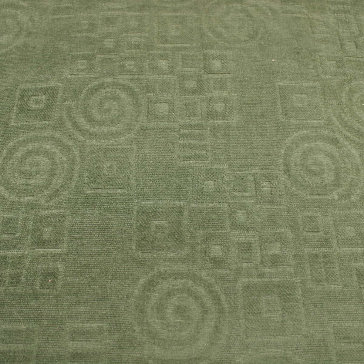 Upholstery Furnishing Fabric - Squares Tweedy Textured Chenille Army Green