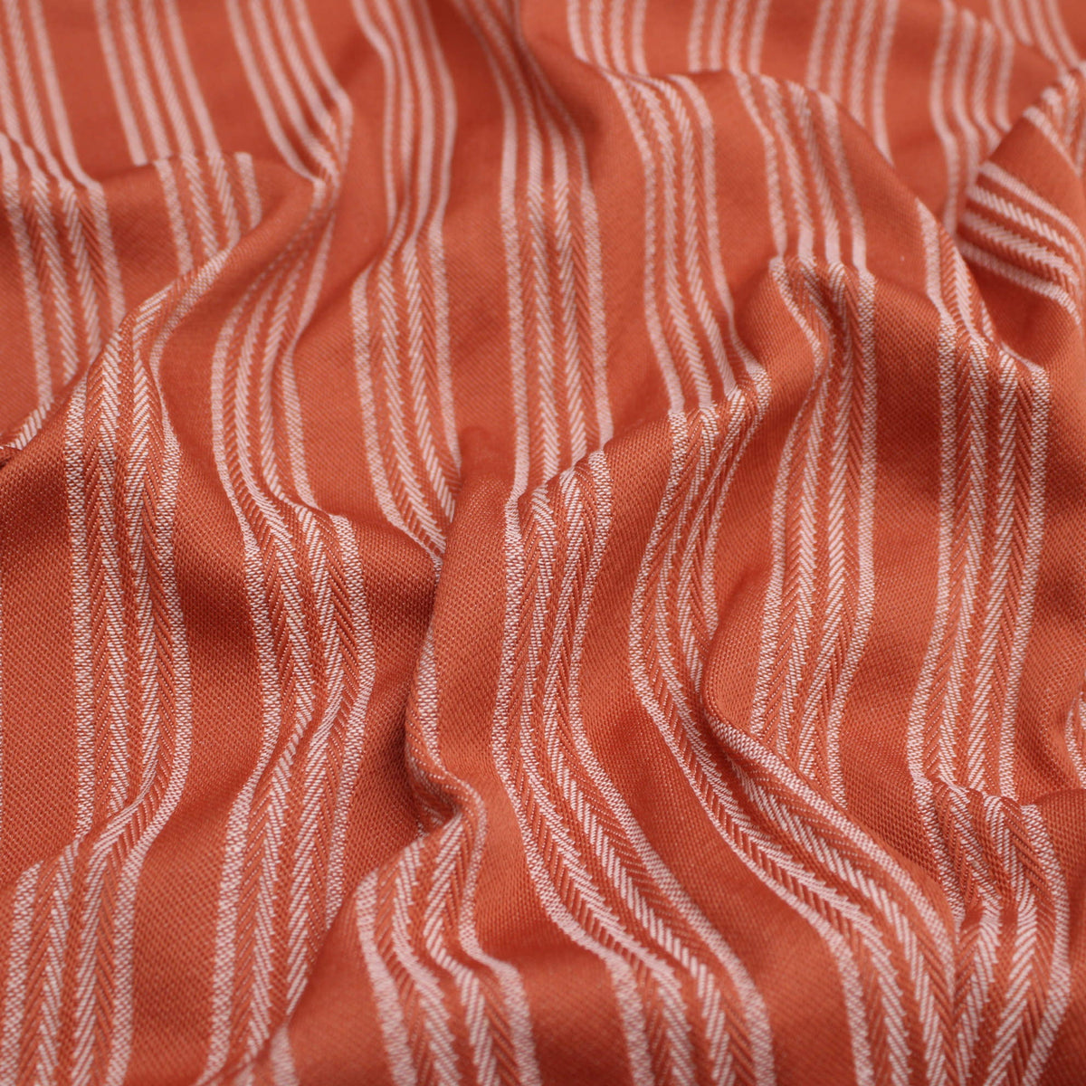 Stripes Woven Linen Look Rust