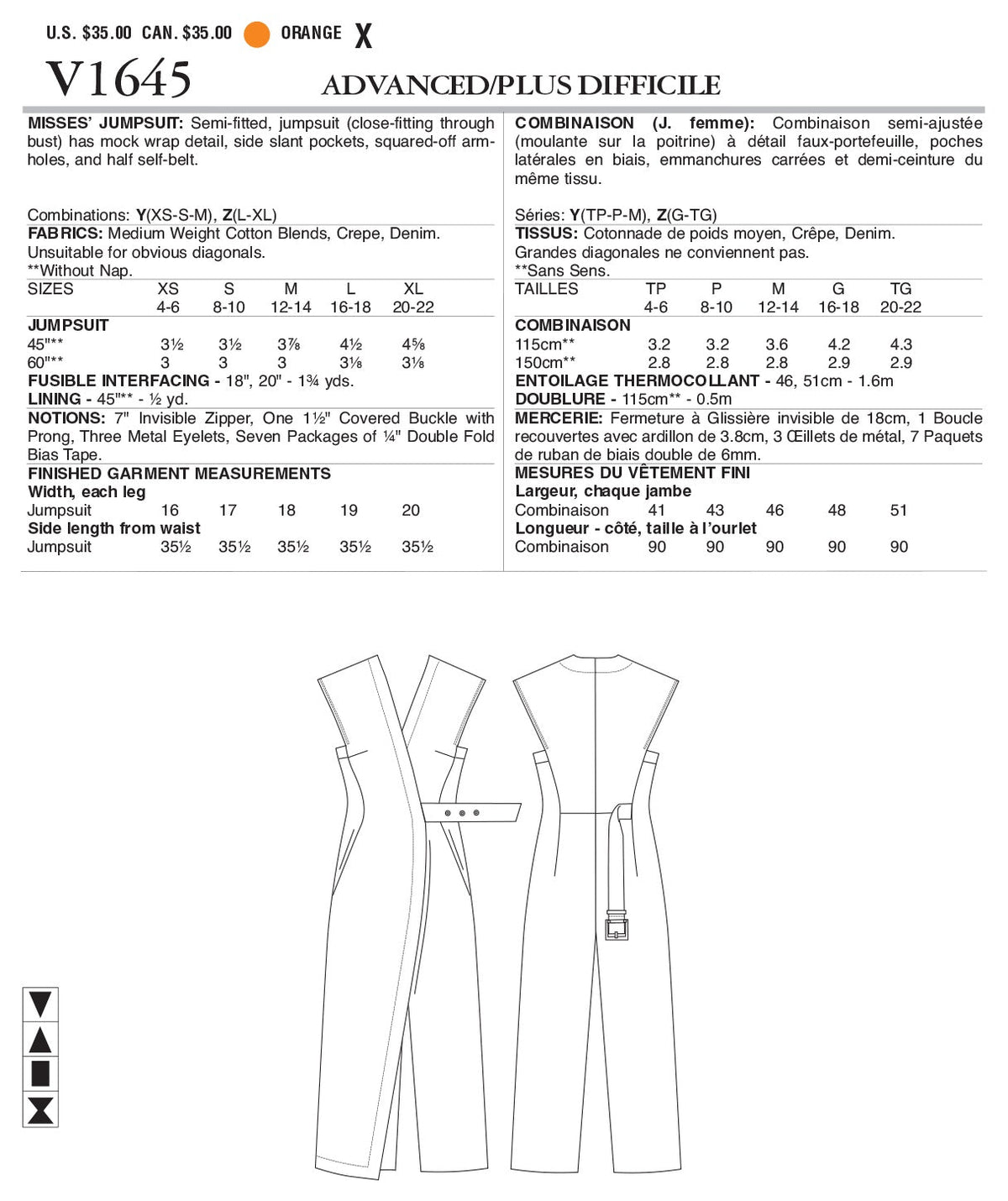 Vogue Misses Jumpsuit Sewing Pattern V1645
