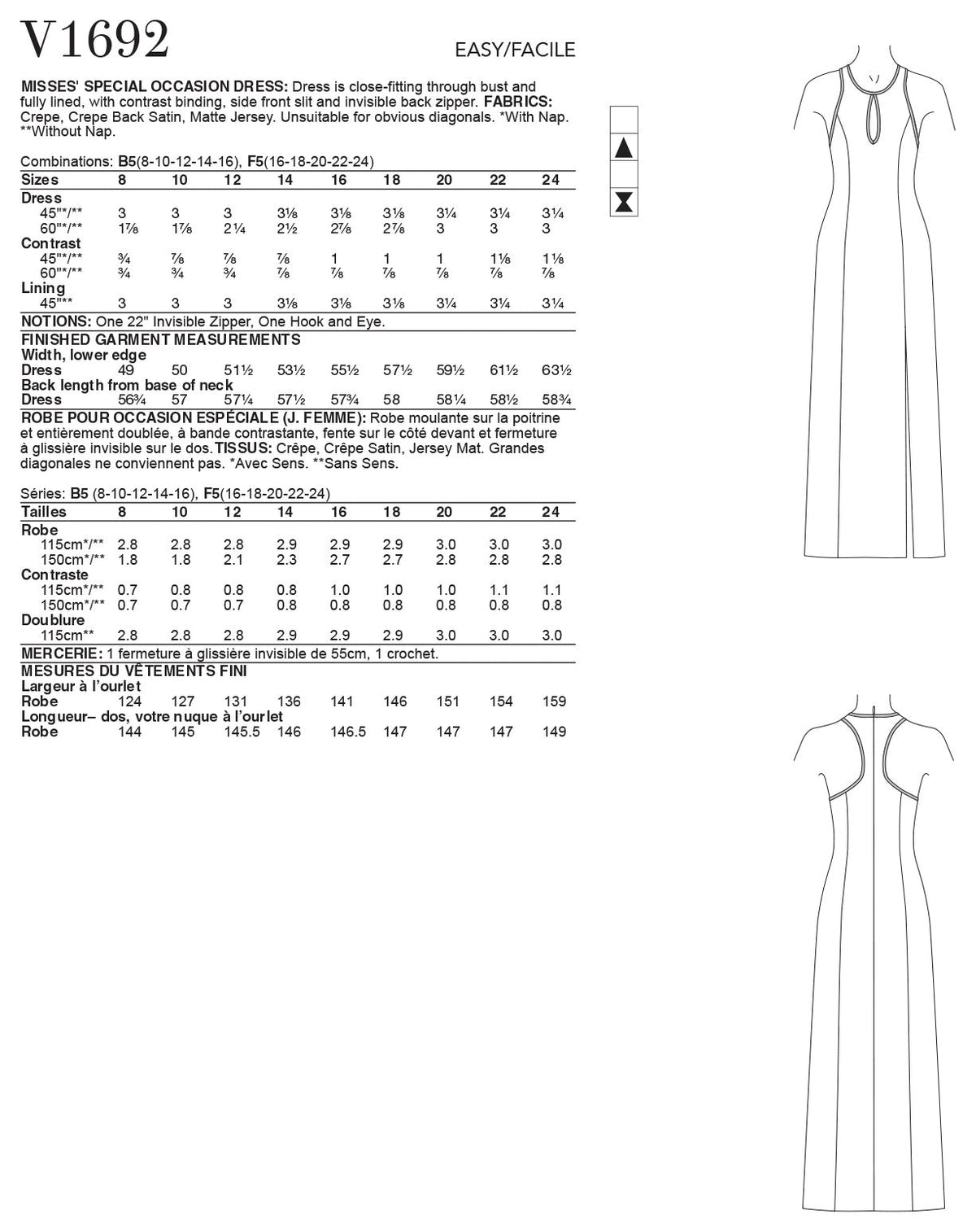 Vogue Special Misses Occasion Sewing Pattern V1692