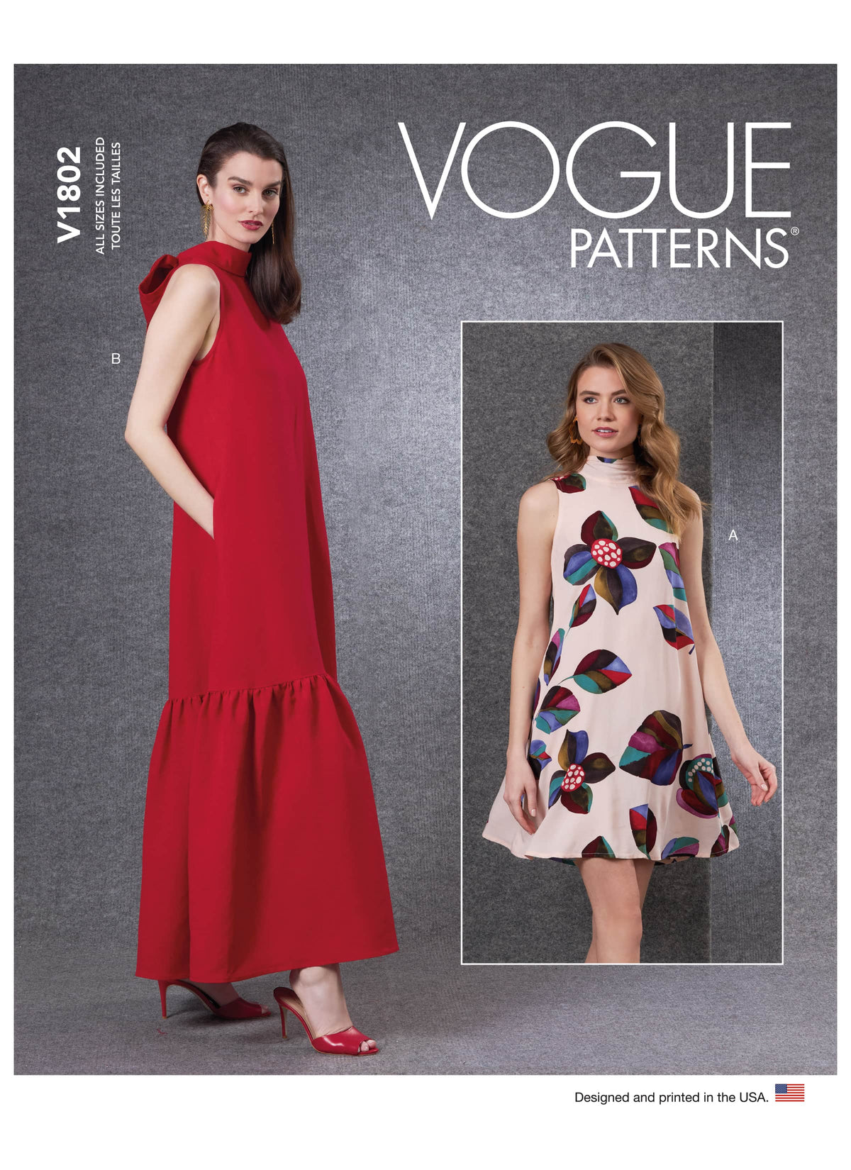 Vogue Misses Dress Misses Sewing Pattern V1802A (XS-S-M-L-XL-XXL)