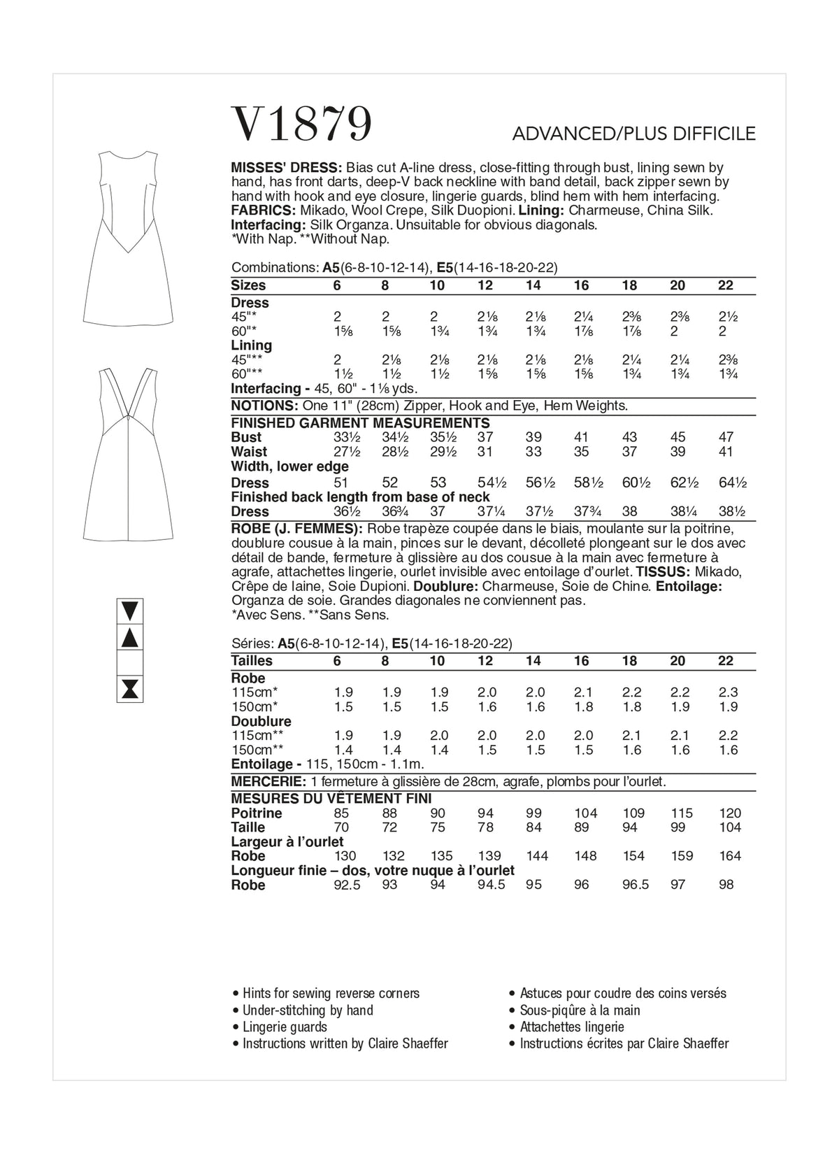 Vogue Dress Misses Claire By Shaeffer Sewing Pattern V1879