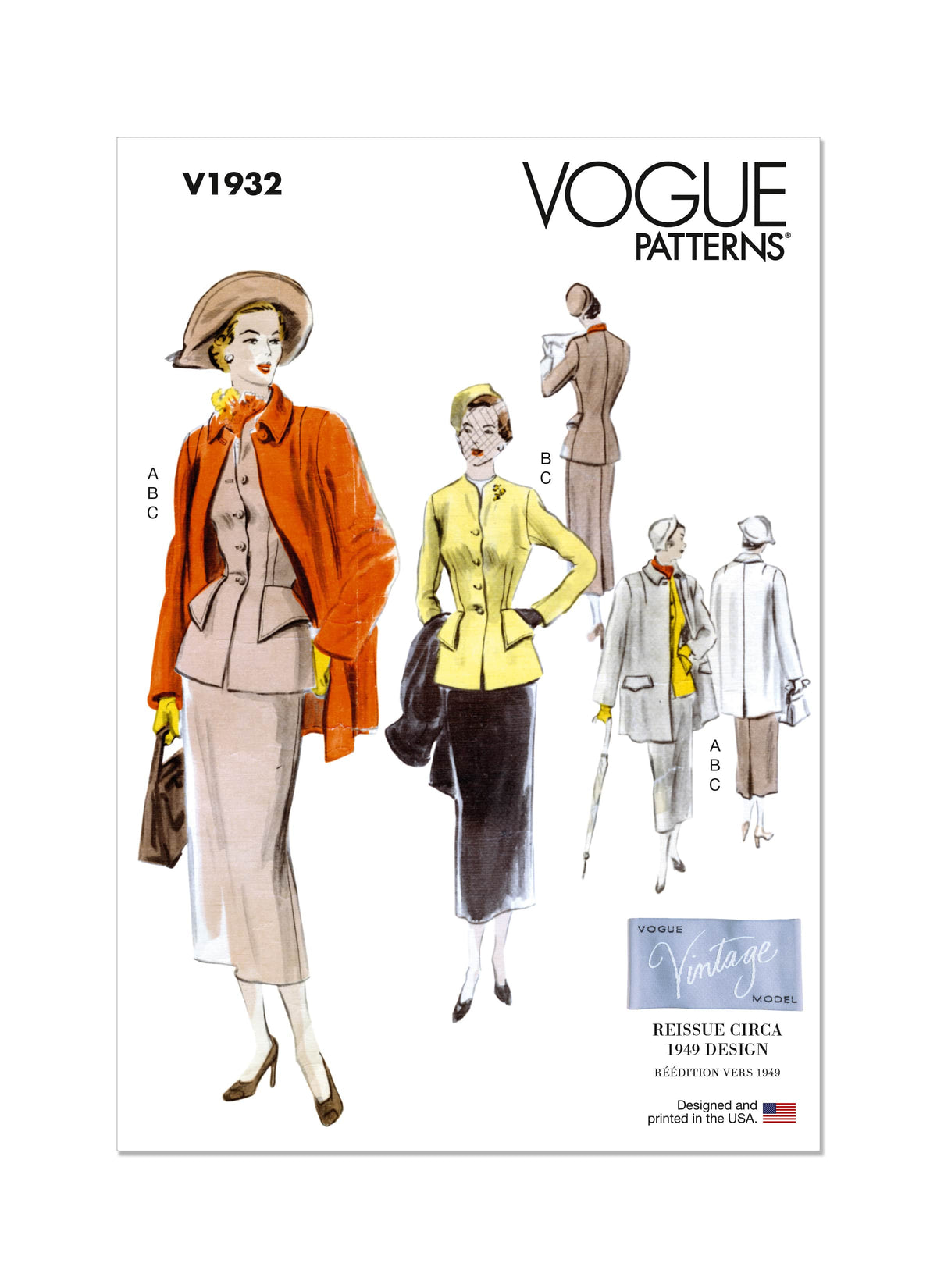 Vogue Vintage Misses & Suit Coat Sewing Pattern V1932