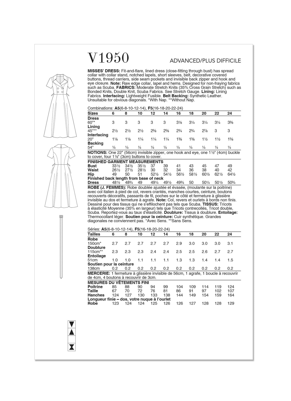 Vogue Dress Misses Sewing Pattern V1950