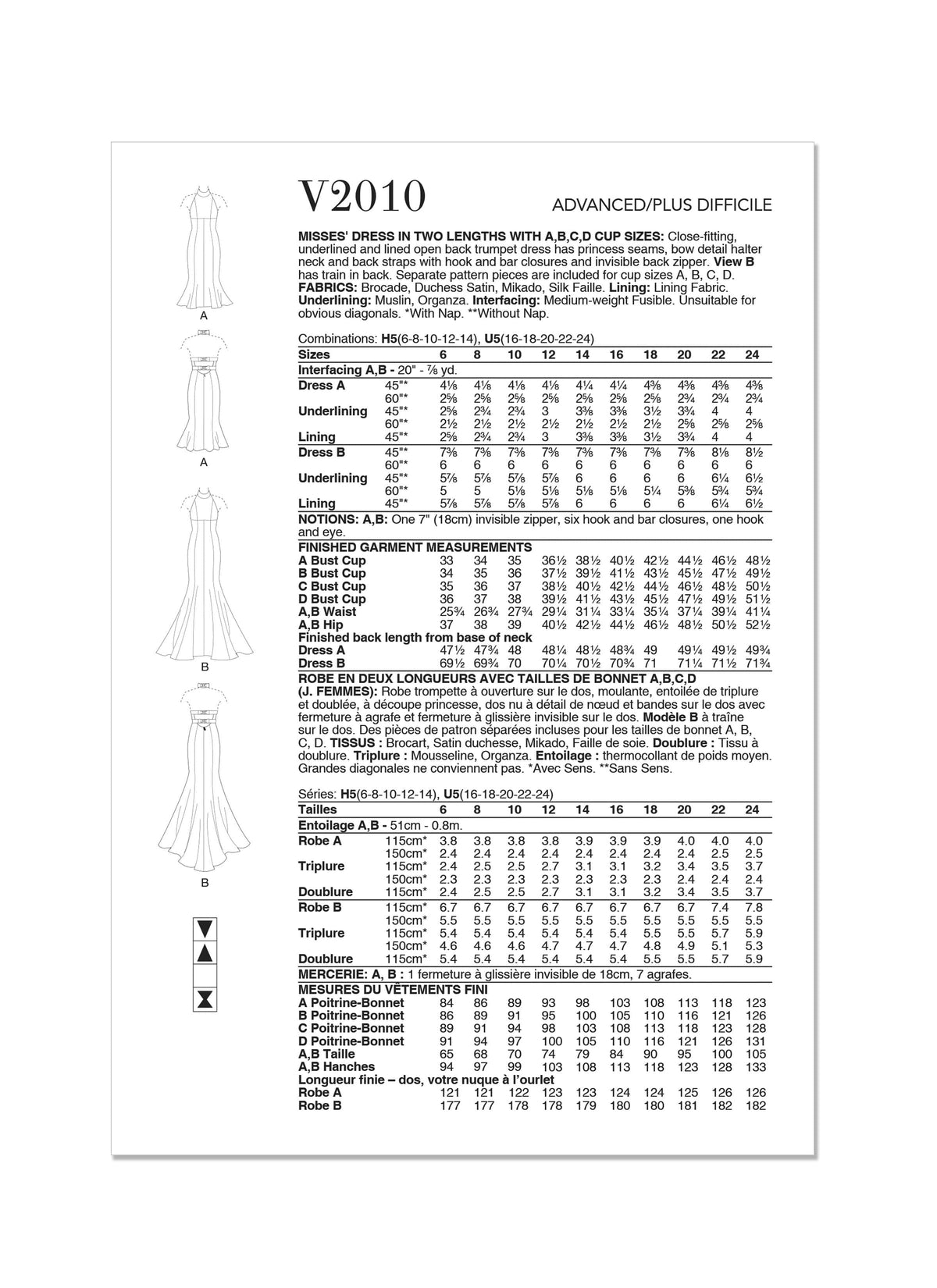 Vogue Misses Dress In Two Lengths Sewing Pattern V2010