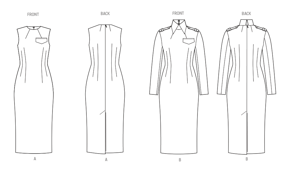 Vogue Misses' Dress with Collar and Sleeve Variations Pattern V2045
