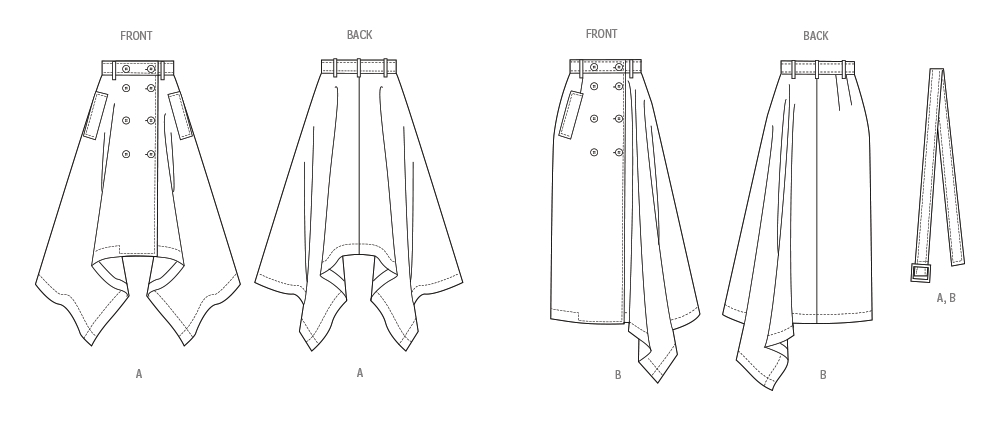Vogue Misses' Skirts and Belt Sewing Pattern V2050