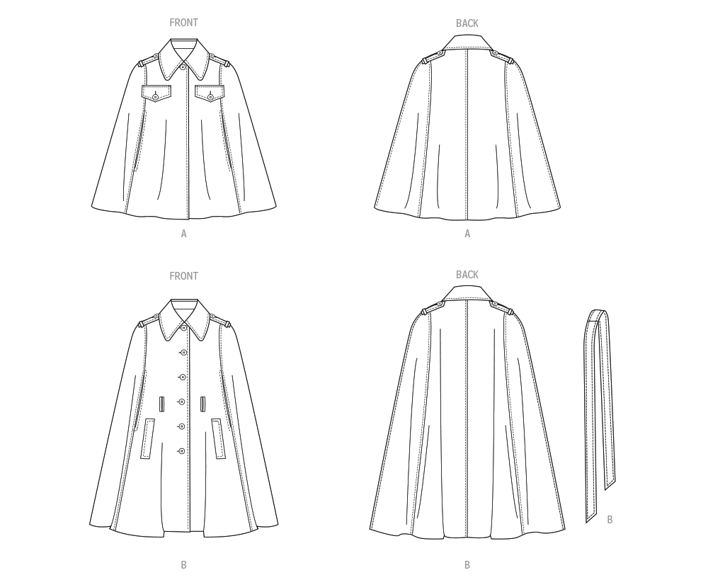 Vogue Misses' Capes and Belt Sewing Pattern Collection V2054