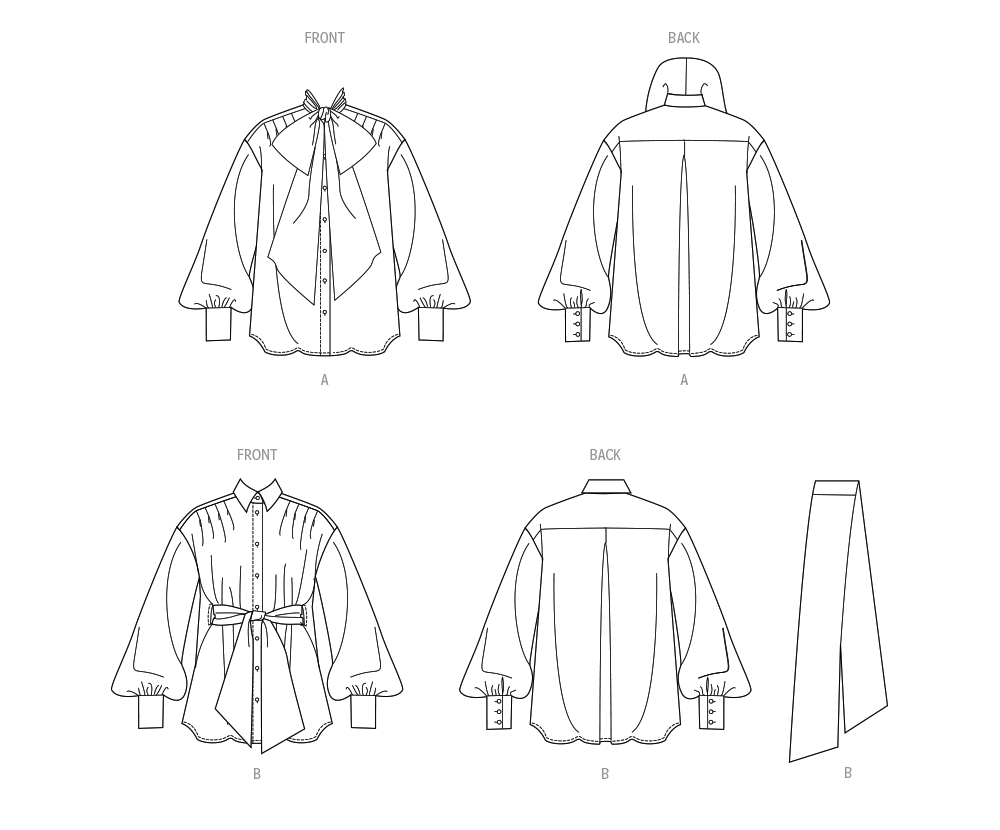 Vogue Misses' Tops and Sash Sewing Pattern Guide V2068