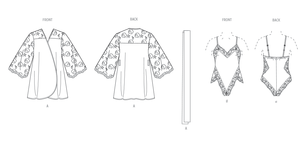 Vogue Misses' Robe with Belt and Teddy Sewing Pattern V2077