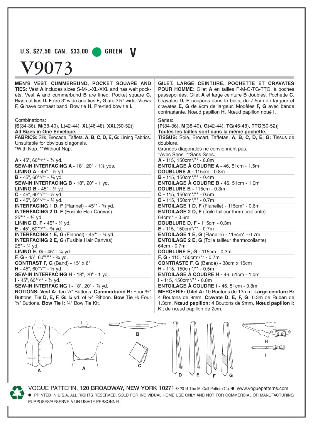Vogue Undefined Accessories Other Wearing Sewing Pattern V9073OS