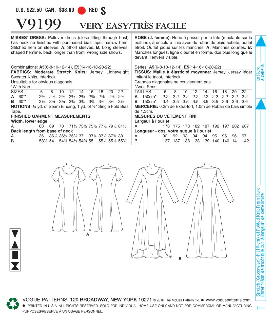 Vogue Dress Sewing Pattern V9199