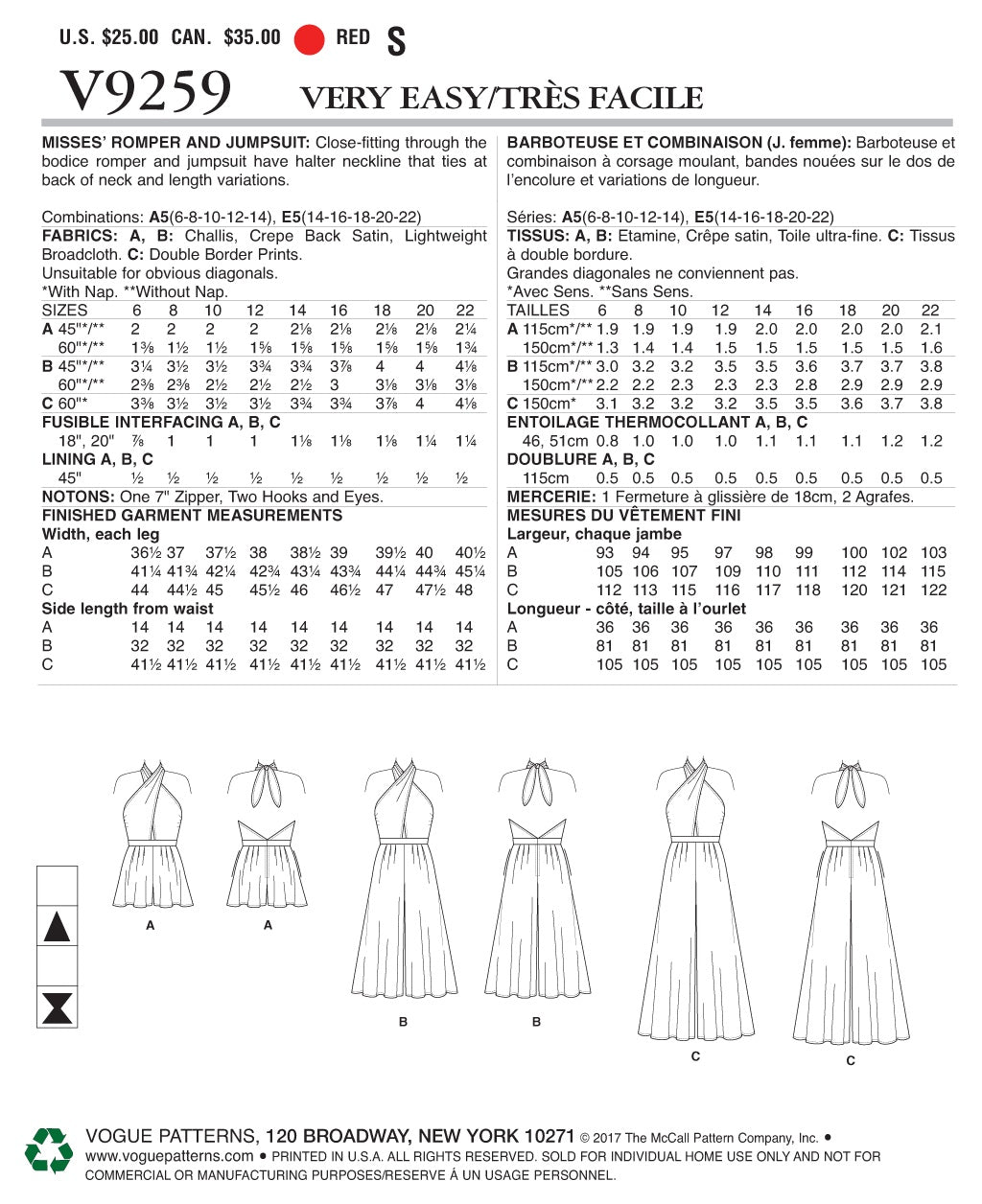 Vogue Casual Sewing Pattern V9259