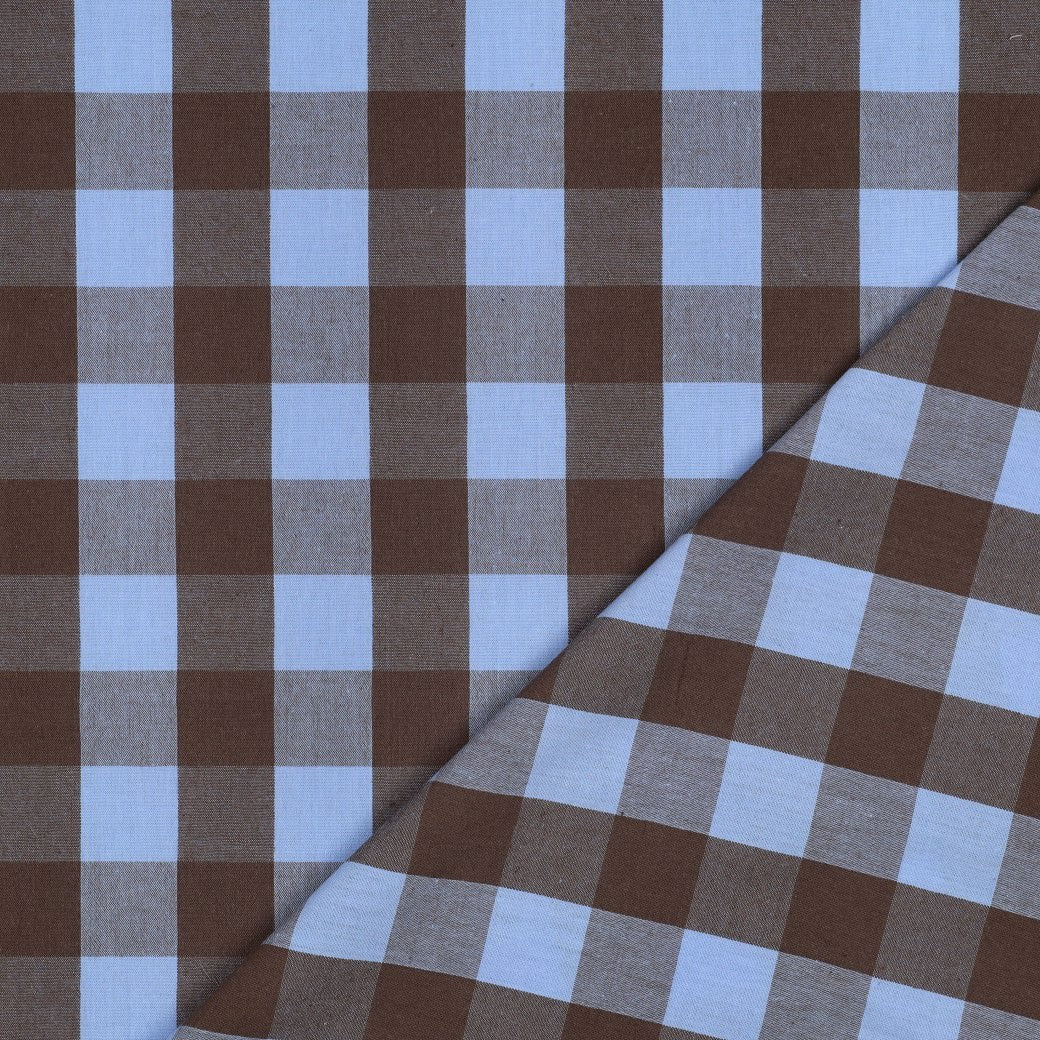 Verona Checked Yarn-Dyed Cotton Dressmaking Fabric - Blue & Brown