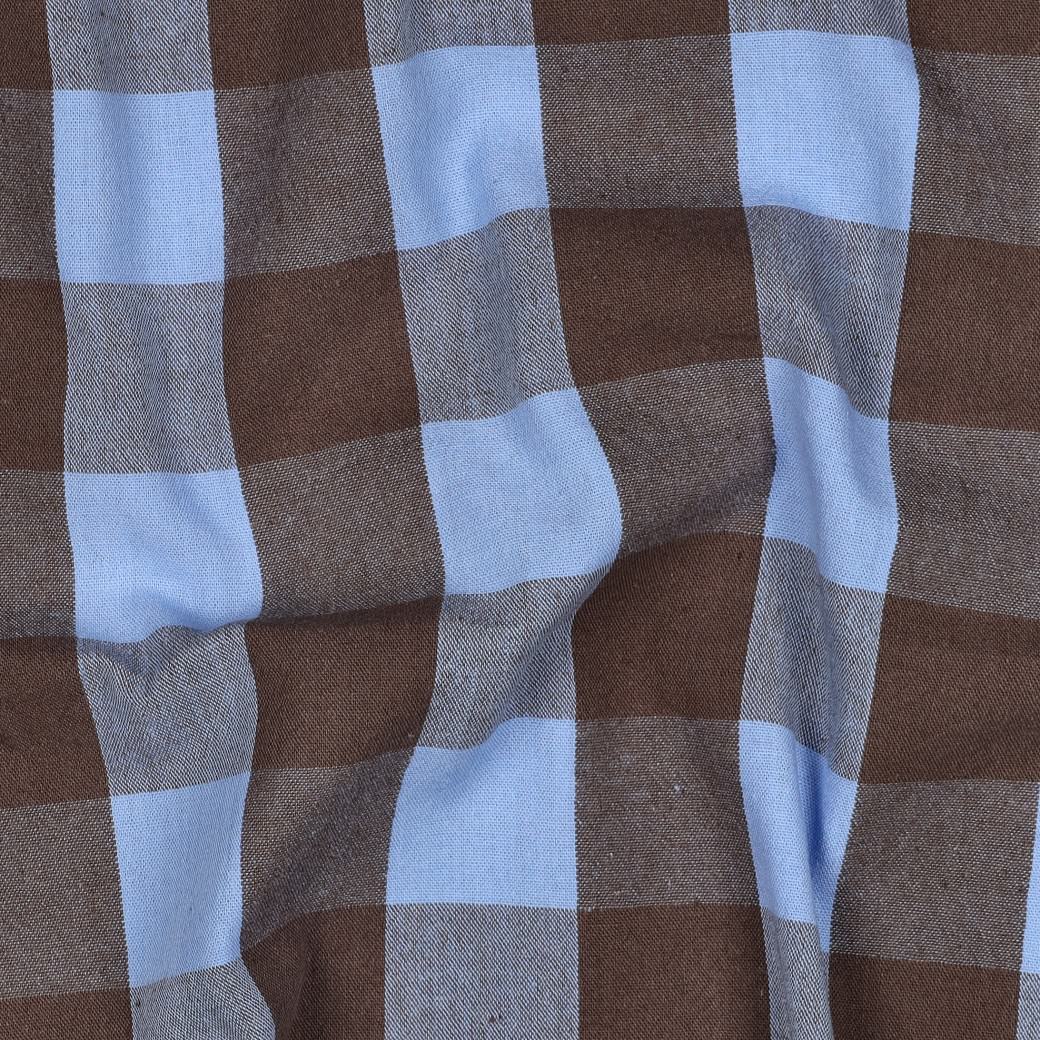 Verona Checked Yarn-Dyed Cotton Dressmaking Fabric - Blue & Brown