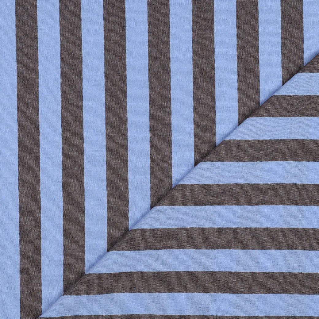 Verona Striped Yarn-Dyed Cotton Dressmaking Fabric - Blue & Brown