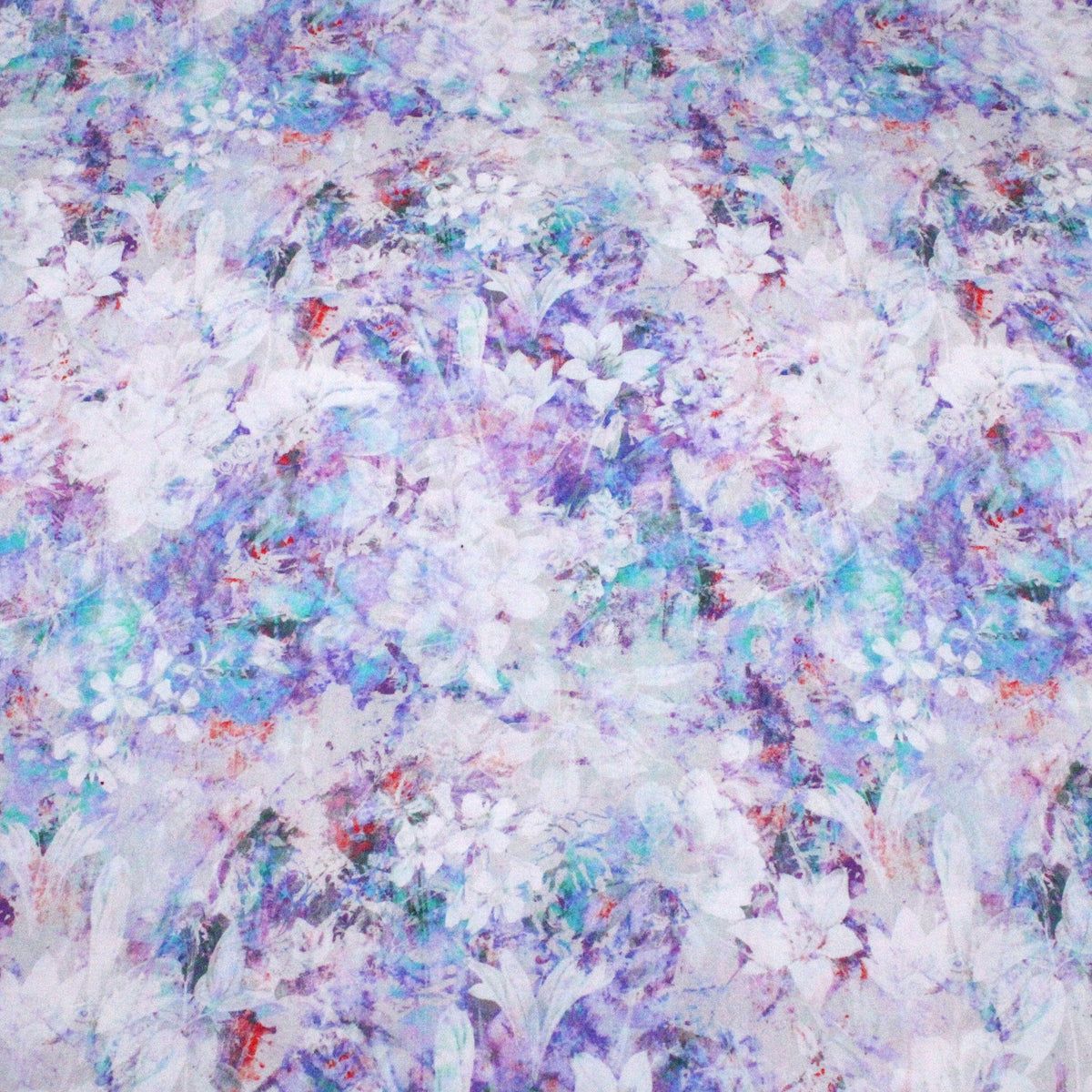 Watercolour Flowers Cotton Poplin Dressmaking Fabric - Lilac