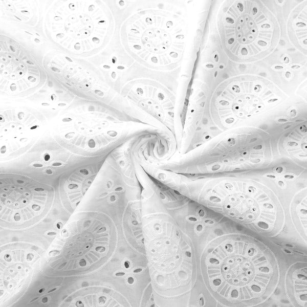 White Broderie Anglaise Pure Cotton - African Circle
