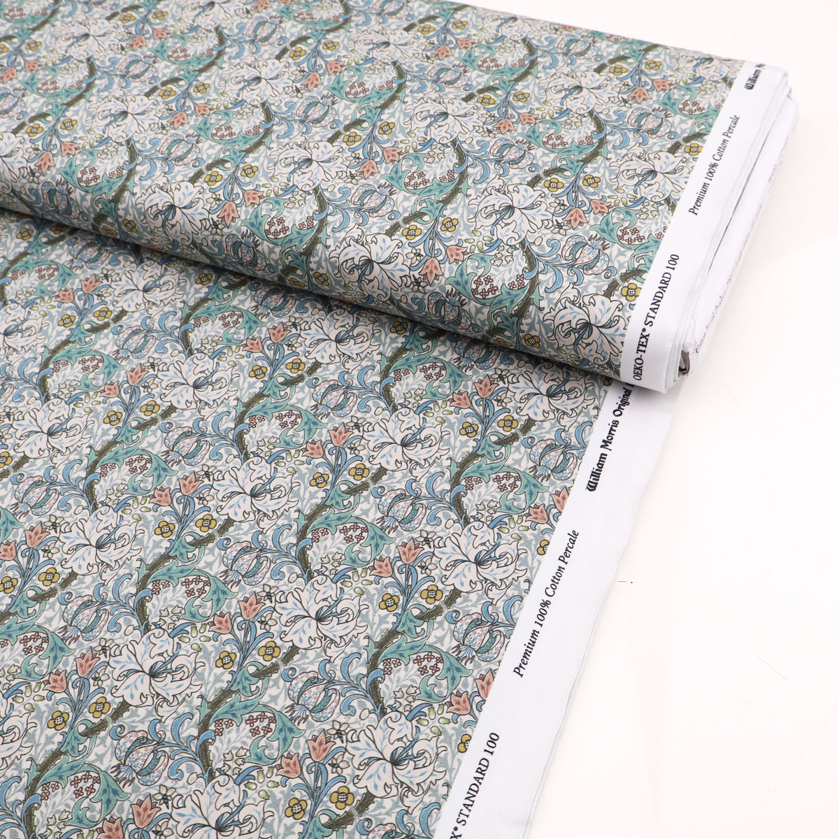 William Morris Percale 100% Cotton Quilting Dressmaking Craft Fabric - Golden Lily Opalite